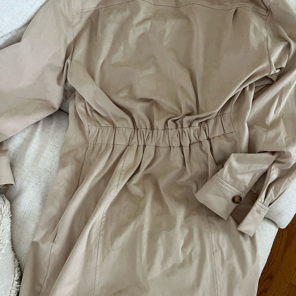 Zara Neutral Beige Button-Front Long Sleeve Dress - Picture 4 of 4
